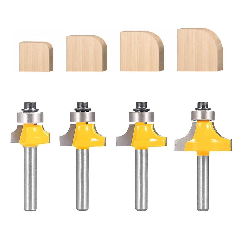 Serplex 4pcs Roundover Router Bit Set, Router Bits For Wood, 6mm Shank, Radius in 1/8 Serplex 4pcs Roundover Router Bit Set, Router Bits For Wood, 6mm Shank, Radius in 1/8